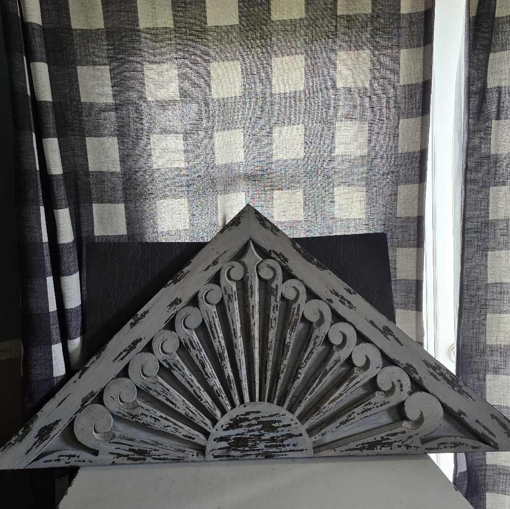 Pottery Barn Wooden Gable, Rustic Gray Wooden Wall Decor48x33.5, Made In Philipp